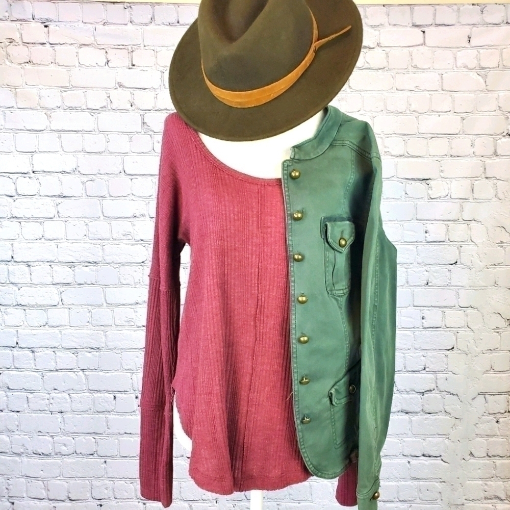 𝅺LUCKY Brand Drop Shoulder Long Sleeve Top sz. Sm